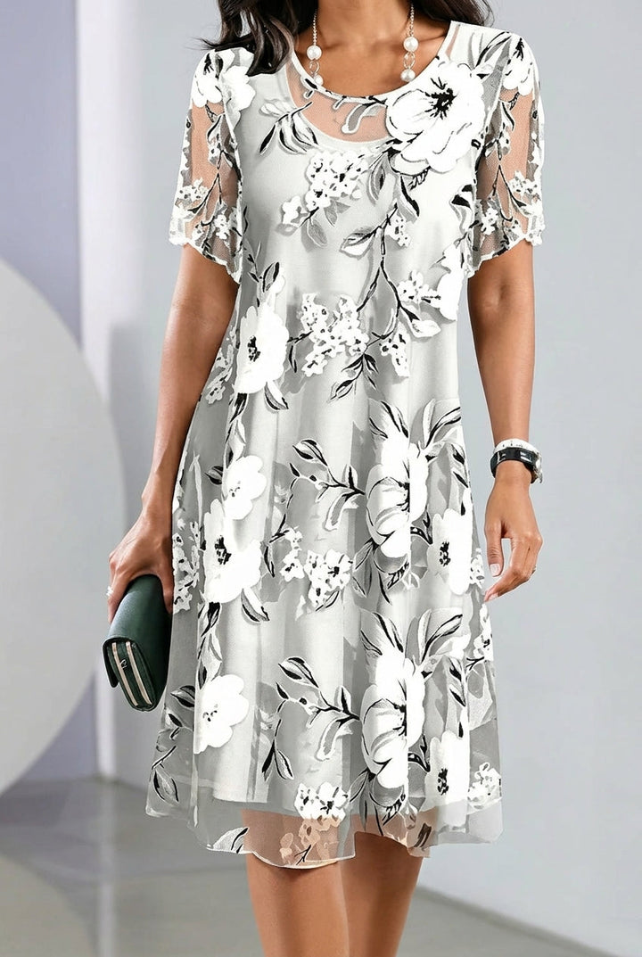 Elisa Elegant Floral Chiffon Dress