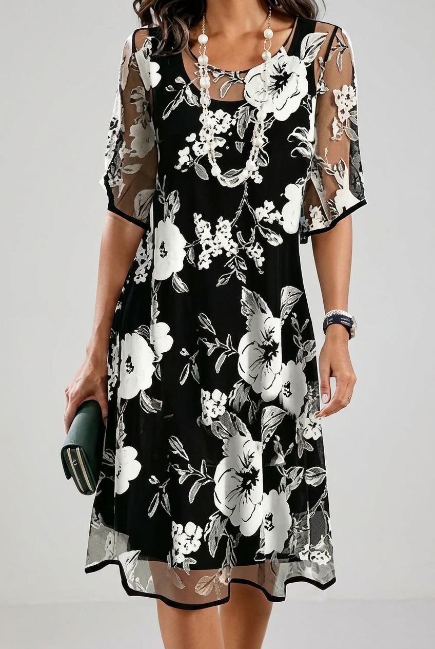 Elisa Elegant Floral Chiffon Dress