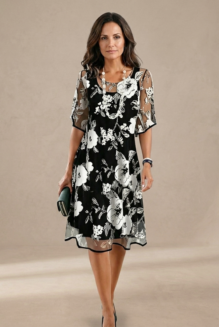 Elisa Elegant Floral Chiffon Dress