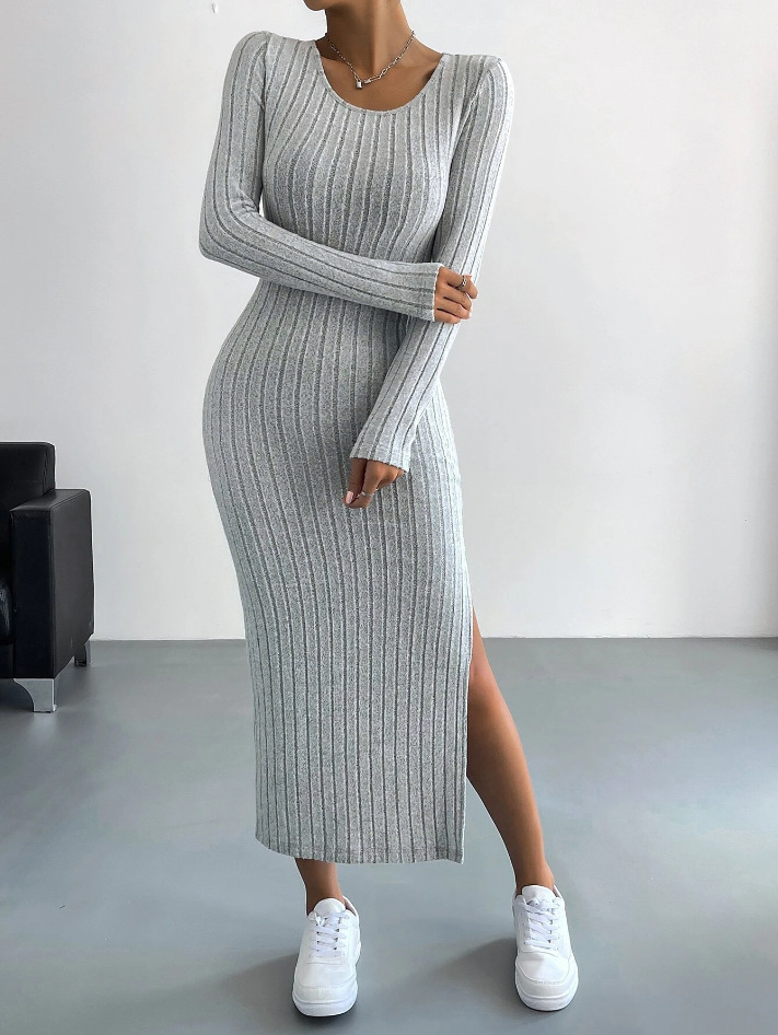 Luxe™ - Ribbed Bodycon Dress with Long Sleeves