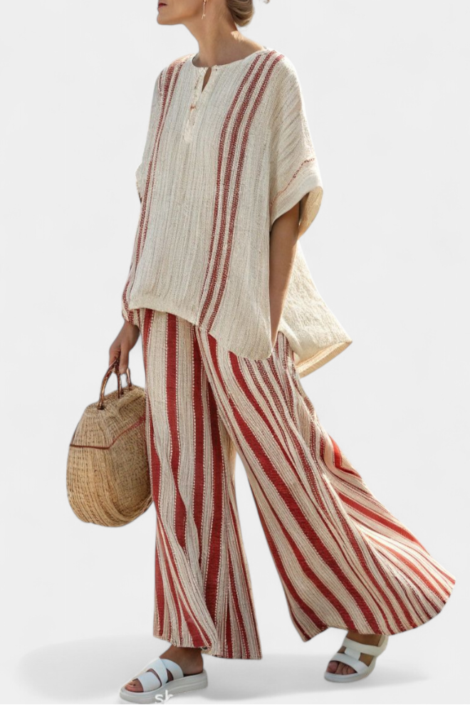 Mia | Red Stripes Two-Piece Set