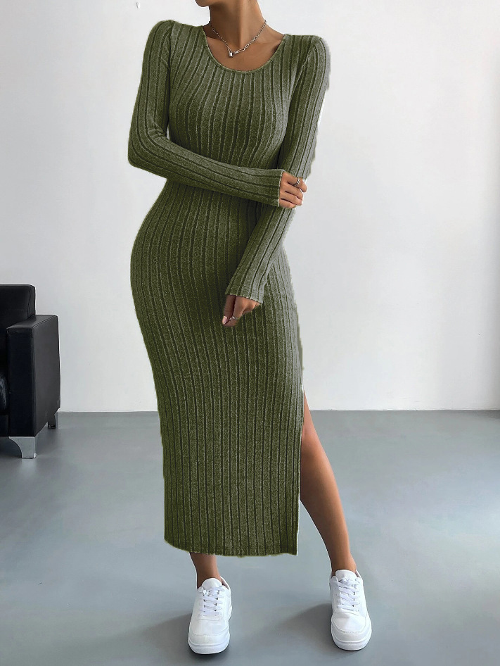 Luxe™ - Ribbed Bodycon Dress with Long Sleeves
