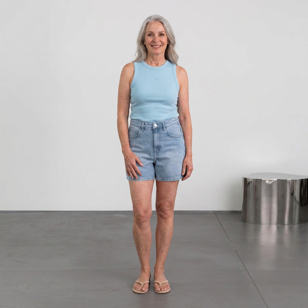 Heart | Blue Denim Mom Short