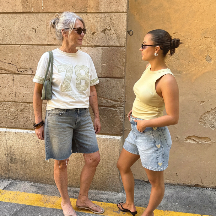Heart | Pistachio Denim Mom Short