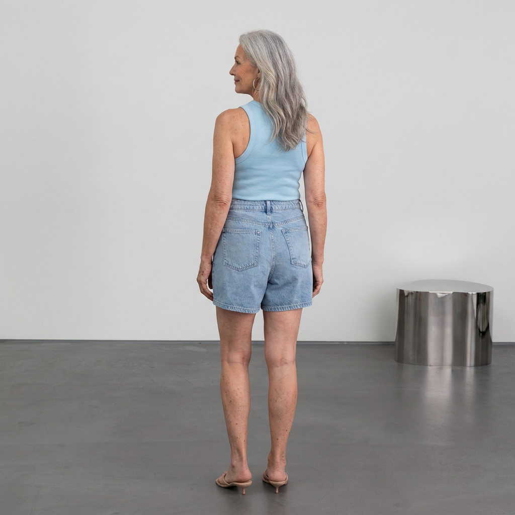 Heart | Blue Denim Mom Short