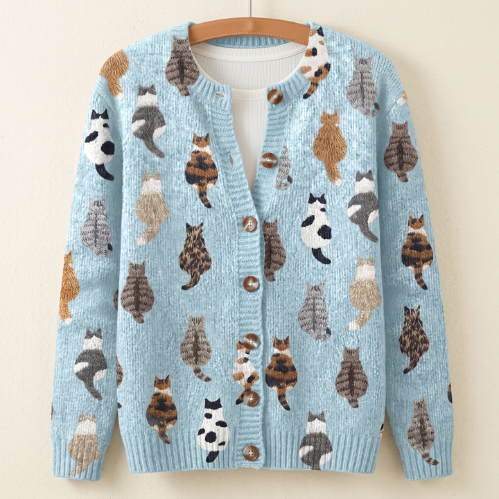Bramley | Cat Print Knit Cardigan