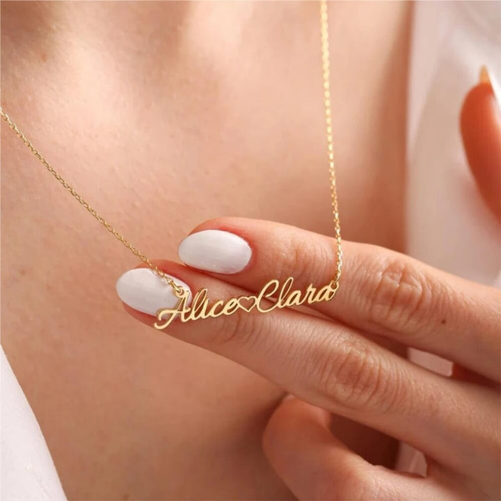 Custom Two Name Necklace with Heart