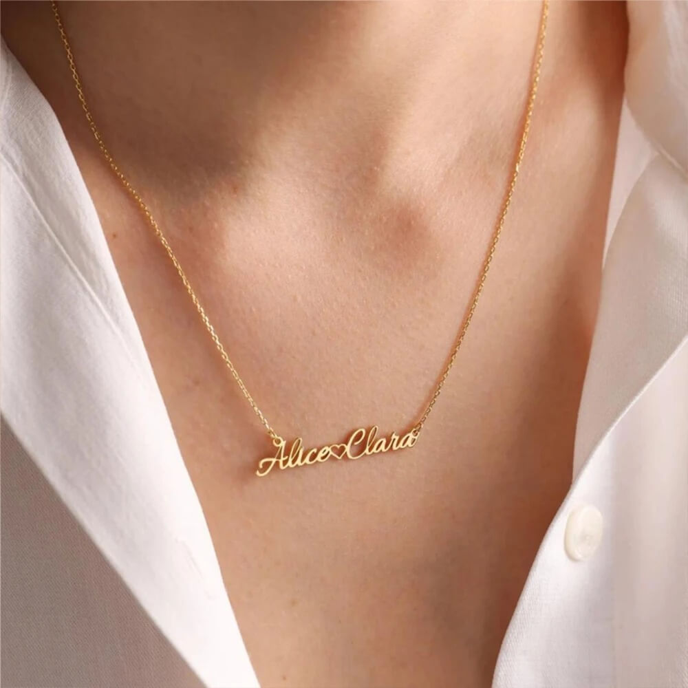 Custom Two Name Necklace with Heart
