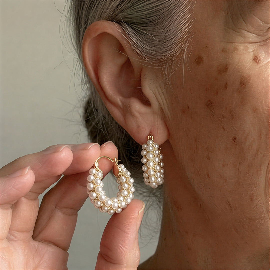 Perpetua | Layered Pearl Hoop Earrings