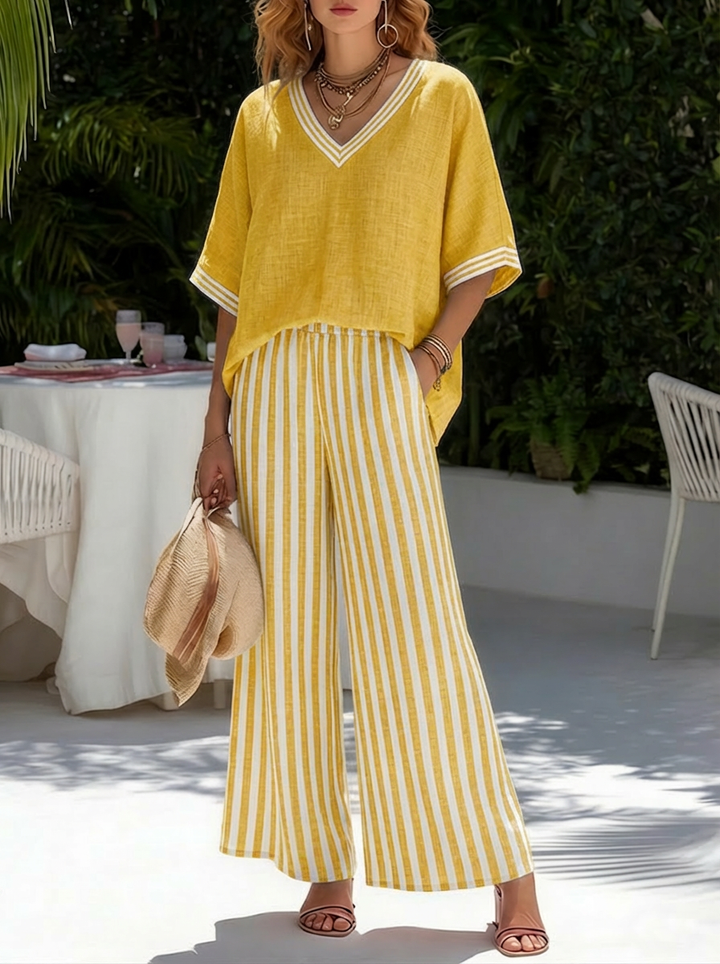 Aria | V-Neck Wide Pant Set