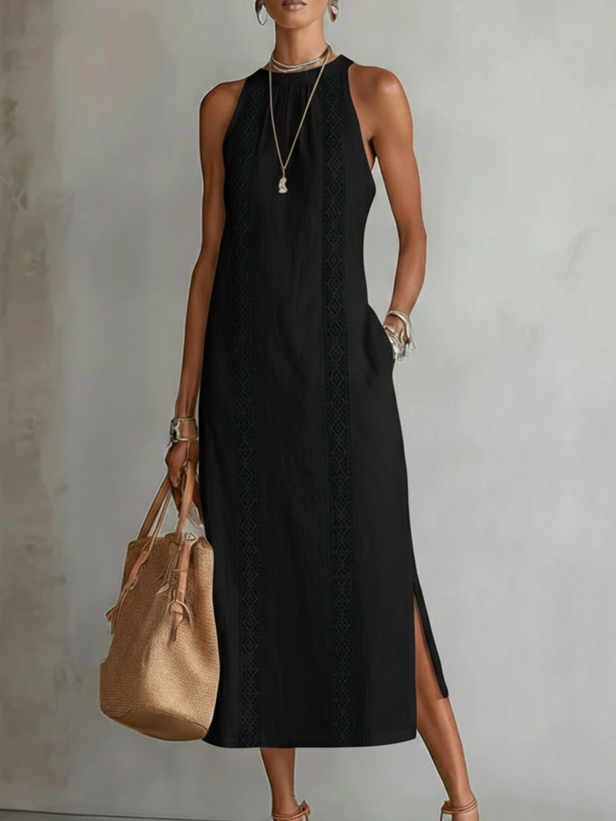 Aurevelle | Lightweight Midi Dress with Embroidery