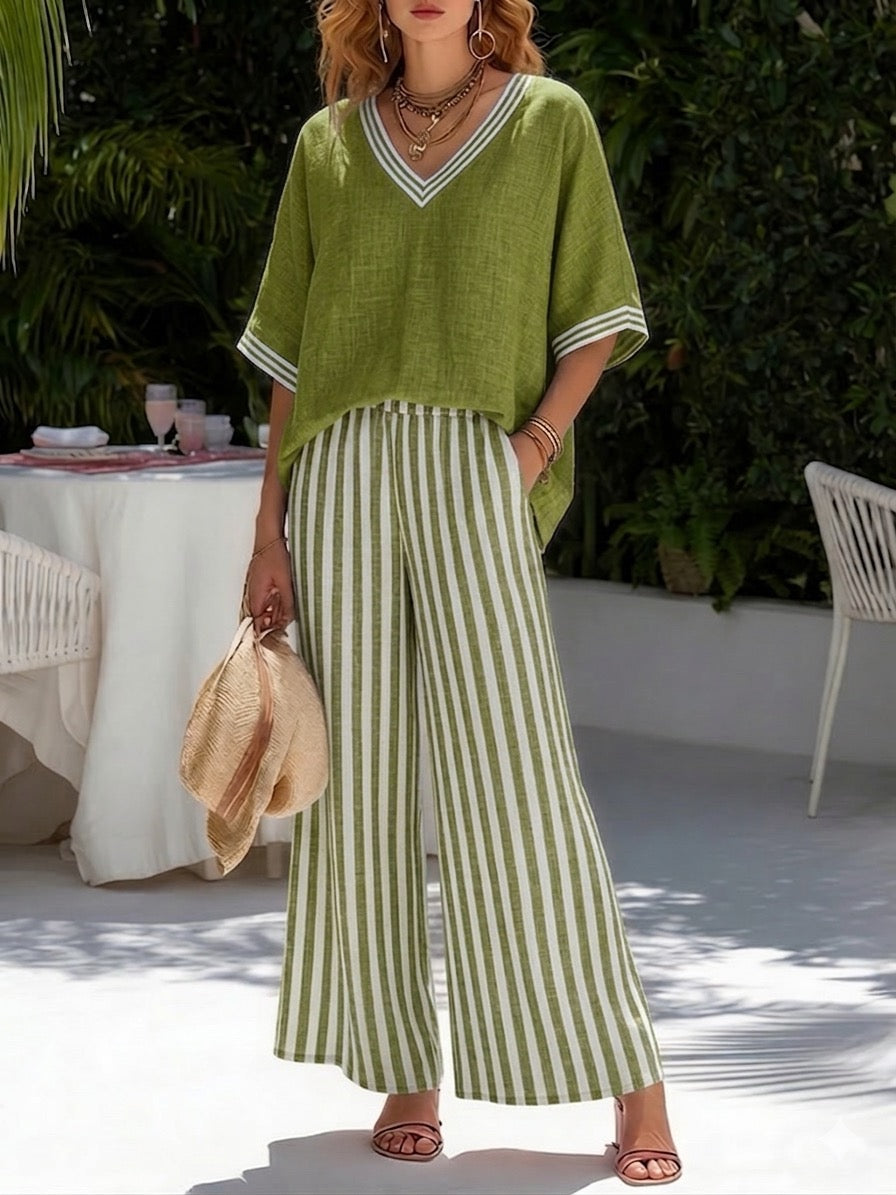 Aria | V-Neck Wide Pant Set