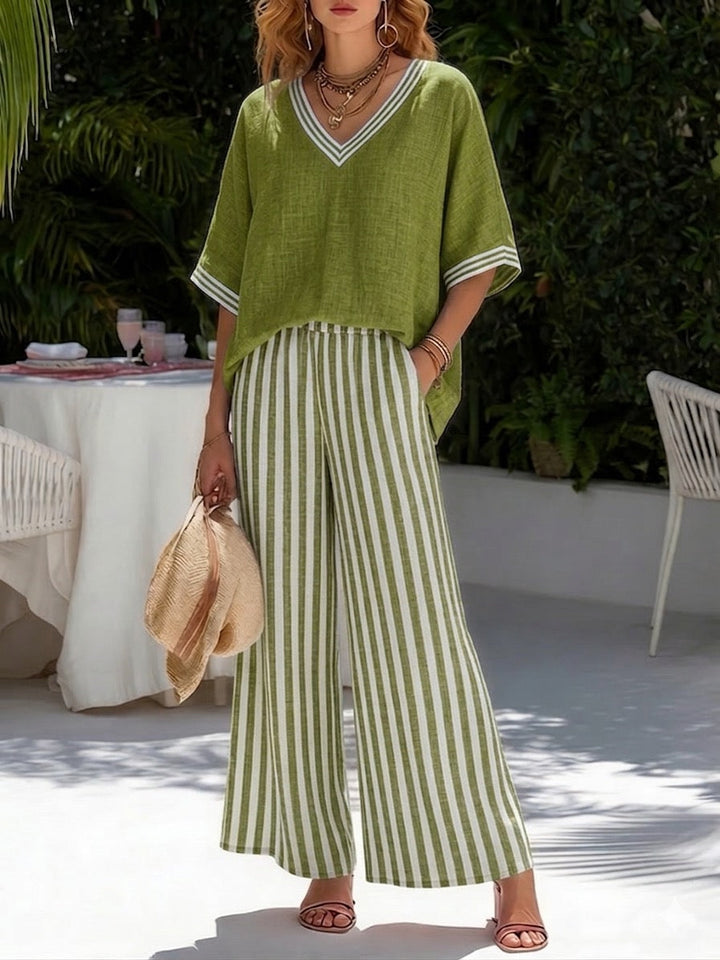 Aria | V-Neck Wide Pant Set