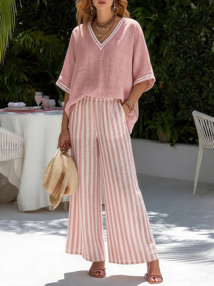 Aria | V-Neck Wide Pant Set