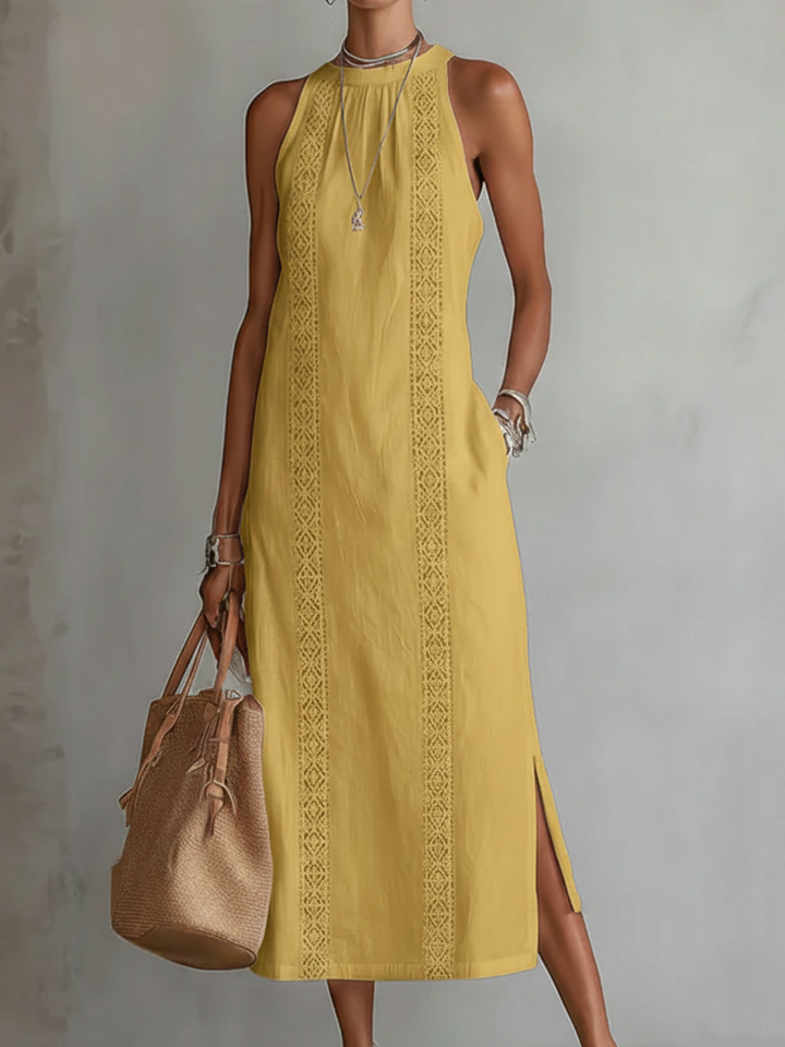 Aurevelle | Lightweight Midi Dress with Embroidery