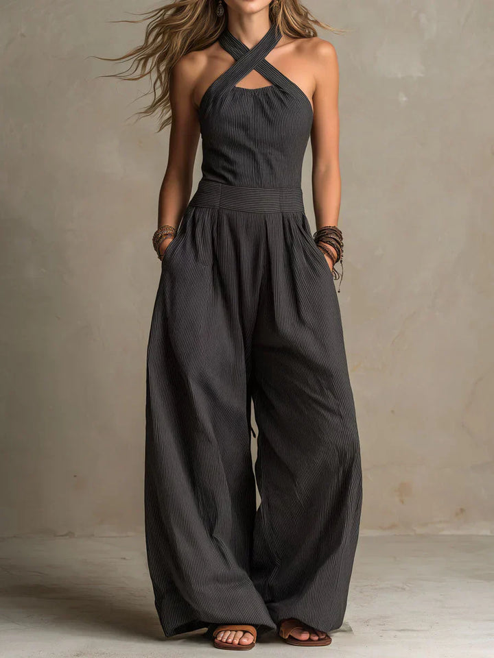 Ariana Elegant Cross-Neck Jumpsuit