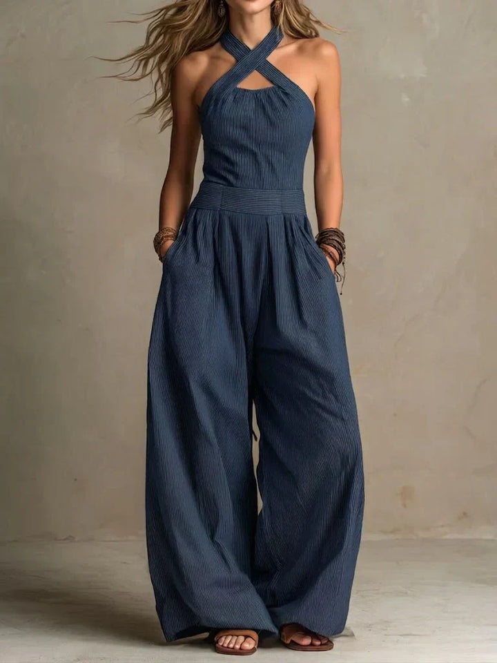 Ariana Elegant Cross-Neck Jumpsuit