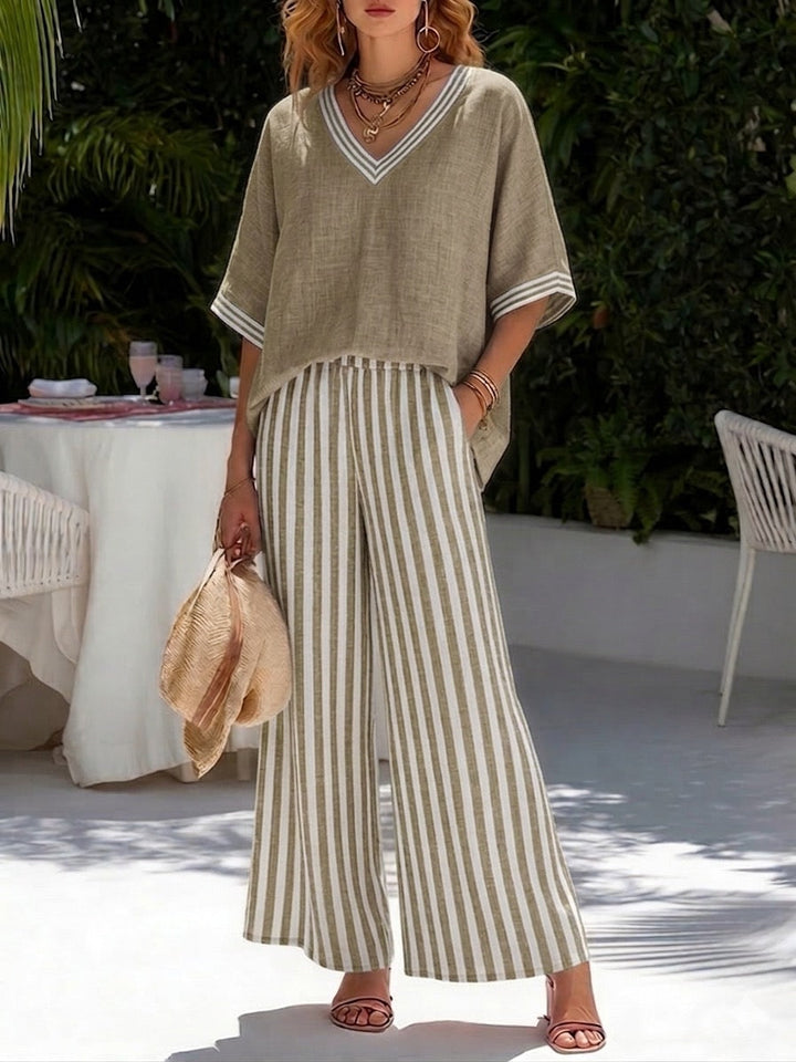 Aria | V-Neck Wide Pant Set
