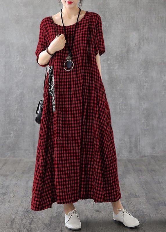 Vibrant Patchwork Linen Quilted Dresses Runway Black Checkered Dresses Summer