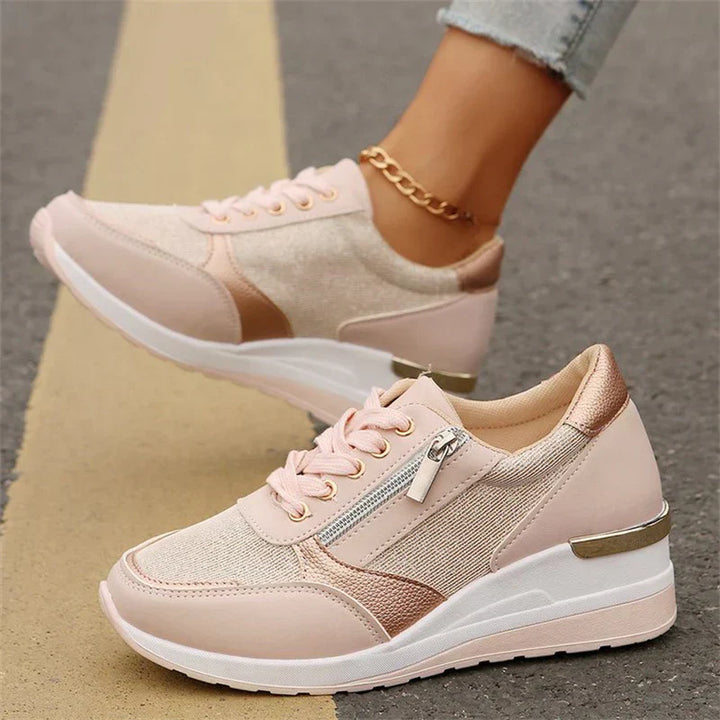 New Women's Lace-Up Orthopedic Sneakers with Side Zipper