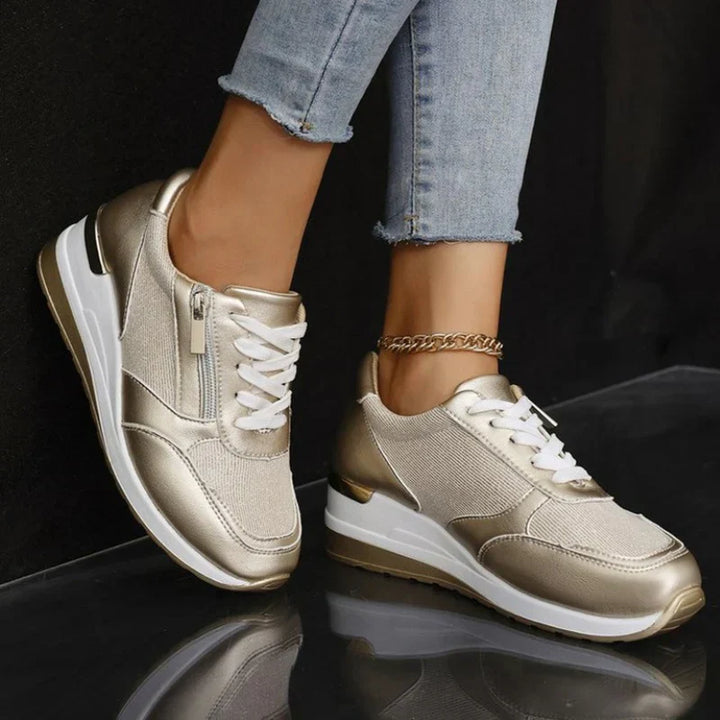 New Women's Lace-Up Orthopedic Sneakers with Side Zipper