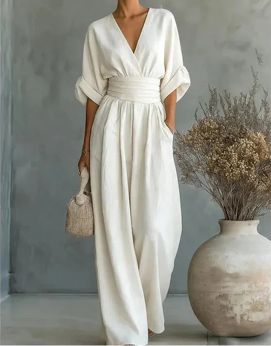 Daniela V-Neck Wide Leg Jumpsuit