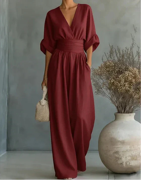 Daniela – Elegant Jumpsuit with V-Neck and Wide Leg