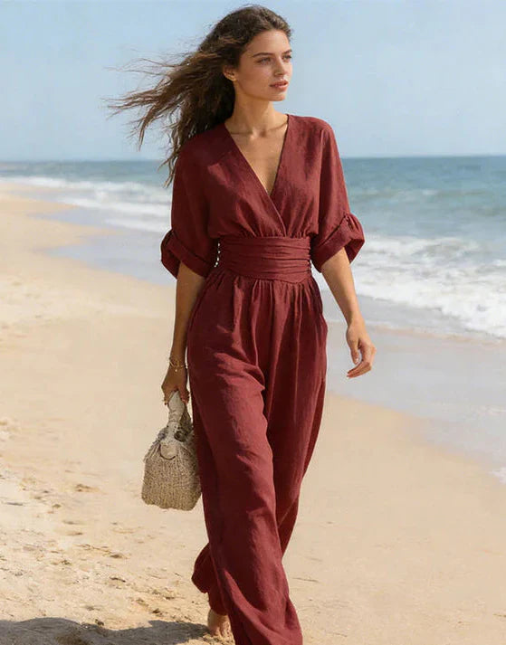 Daniela V-Neck Wide Leg Jumpsuit