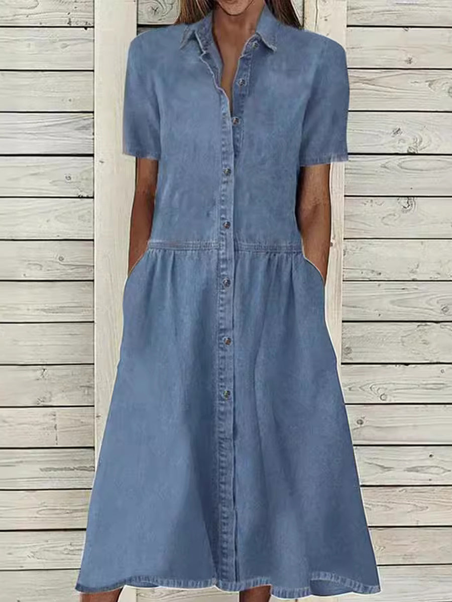 Carolina | Short Sleeve Denim Dress