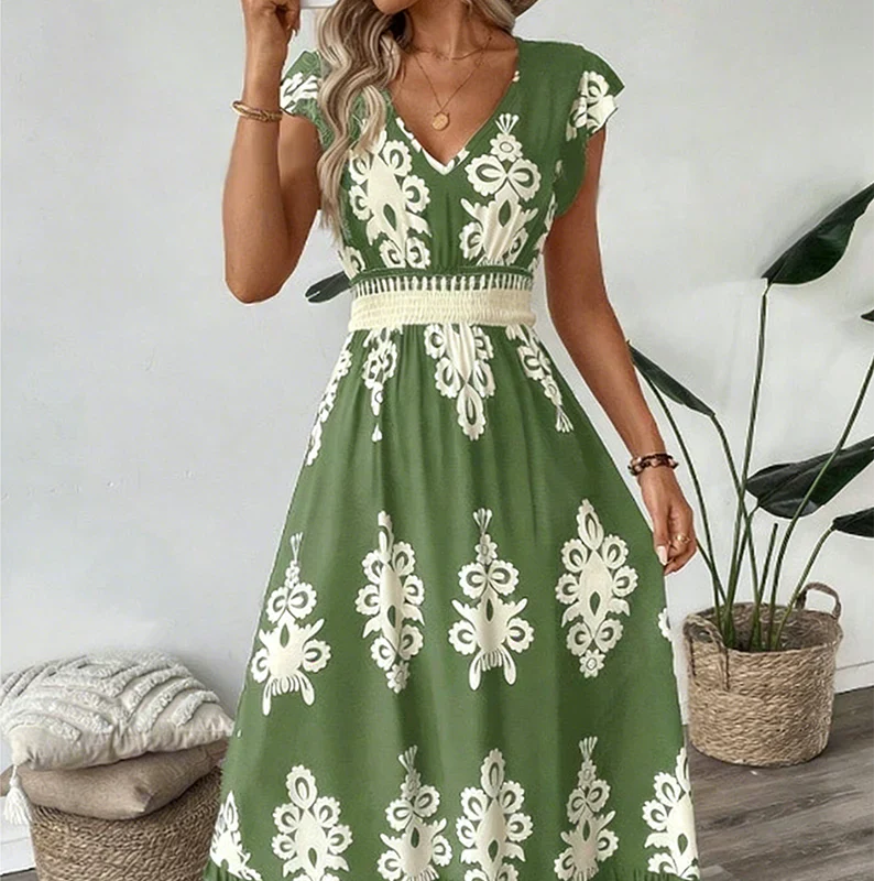 Candela Baroque V-Neck Maxi Dress