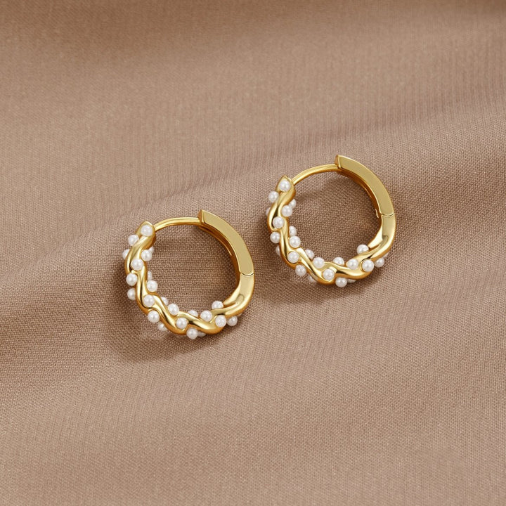 Winifred | Rotating Pearl Hoop Earrings