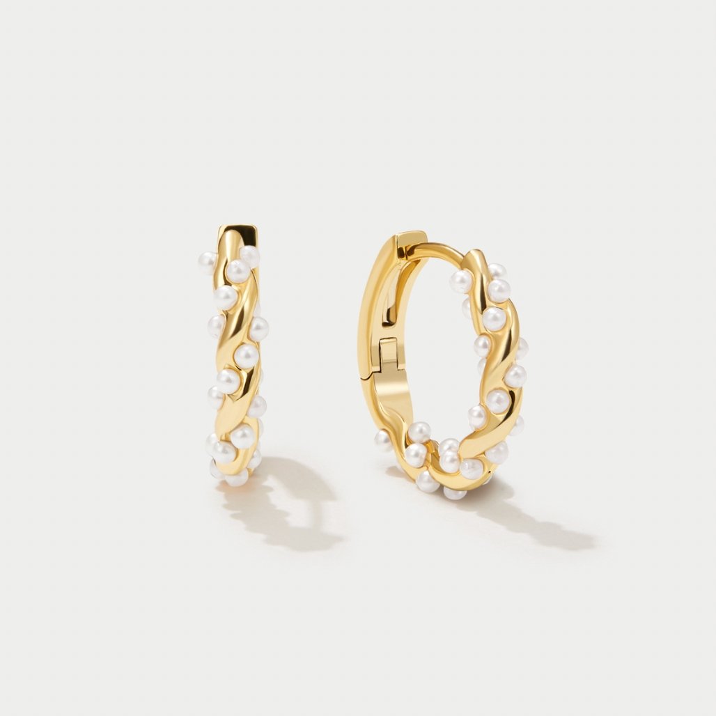 Winifred | Rotating Pearl Hoop Earrings