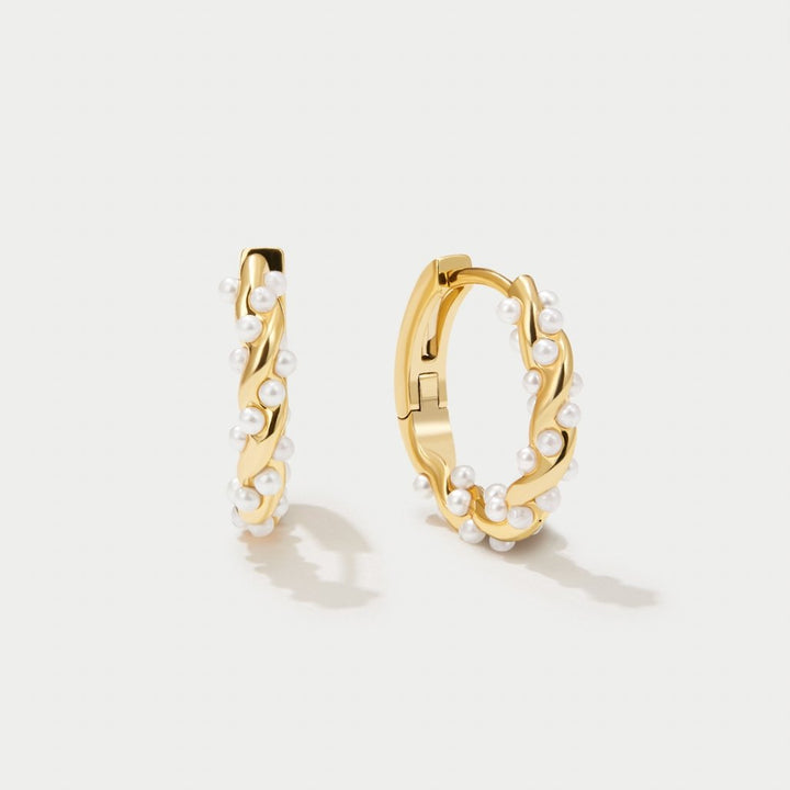 Winifred | Rotating Pearl Hoop Earrings